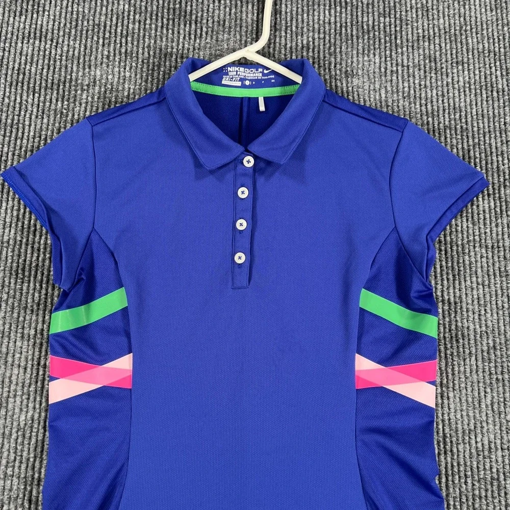 Nike Golf Tour Performance Polo Shirt Womens Small Blue Short Sleeve Dri Fit